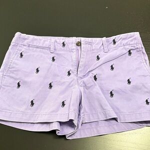 Ralph Lauren Lavender Cotton Polo Embroidered Shorts